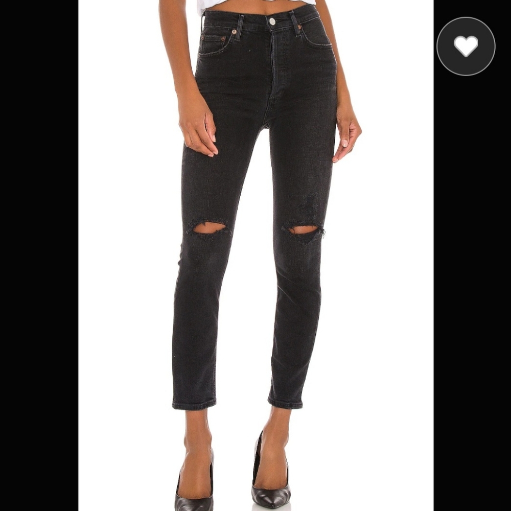 AGOLDE Size 28 Nico High Rise Button Fly Distressed Slim Jeans In Casette